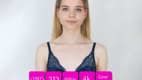 VR180 Juna Real 18yo Perfect Titties Teenager Poses Topless in Casting