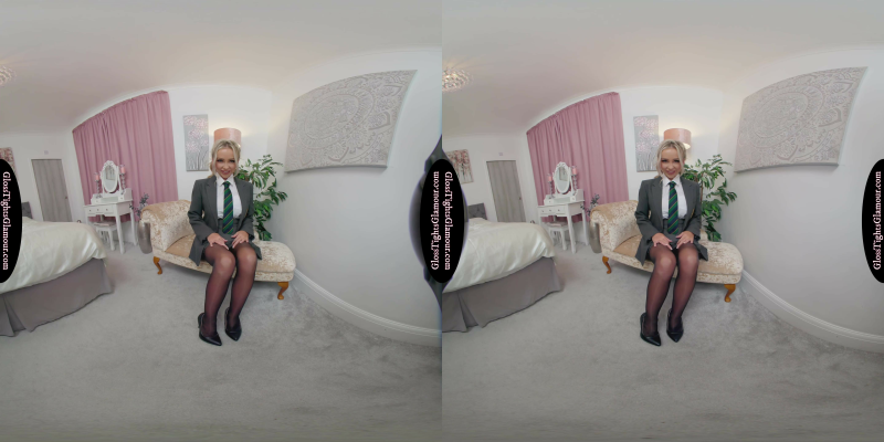 Bethany In CU Outfit With Black Glossy Legwear - Image 2