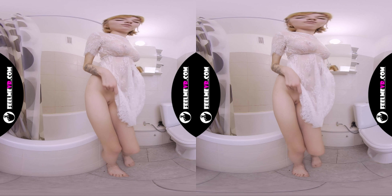 180VR Porn Video With Lilly Mays She Masturbates With A Pink Vibrator - Image 1