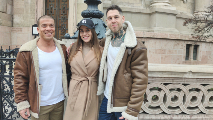 Cousins Convince Petite Tourist with Huge Tits to Have a Threesome - Image 1