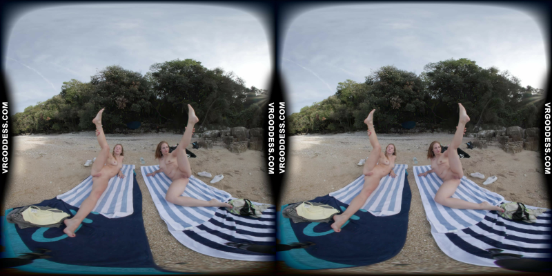 Kristina and Mira Naked Yoga on Tropical Beach - Image 5